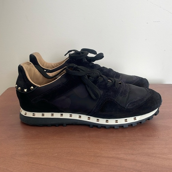 Valentino Garavani Rockstud Nylon Camo Low Top Sneakers Size 41/10 - Picture 1 of 7